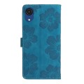 For Samsung Galaxy A04 Core Flower Embossing Pattern Leather Phone Case(Blue)