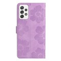 For Samsung Galaxy A23 5G Flower Embossing Pattern Leather Phone Case(Purple)