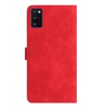 For Samsung Galaxy A41 Flower Embossing Pattern Leather Phone Case(Red)