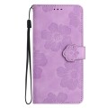 For Samsung Galaxy A05s Flower Embossing Pattern Leather Phone Case(Purple)