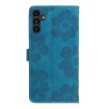 For Samsung Galaxy A15 Flower Embossing Pattern Leather Phone Case(Blue)
