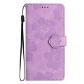 For Samsung Galaxy A15 Flower Embossing Pattern Leather Phone Case(Purple)