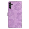 For Samsung Galaxy A15 Flower Embossing Pattern Leather Phone Case(Purple)