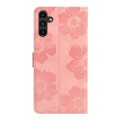 For Samsung Galaxy A15 Flower Embossing Pattern Leather Phone Case(Pink)