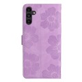 For Samsung Galaxy A35 5G Flower Embossing Pattern Leather Phone Case(Purple)