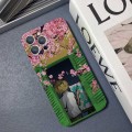 For iPhone 15 Pro Max Precise Hole Oil Painting Pattern PC Phone Case(Peach Blossom)