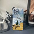 For iPhone 15 Pro Max Precise Hole Oil Painting Pattern PC Phone Case(Landscape Painting)