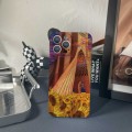 For iPhone 15 Pro Max Precise Hole Oil Painting Pattern PC Phone Case(Architectural Painting)