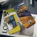 For iPhone 15 Pro Precise Hole Oil Painting Pattern PC Phone Case(Handcart)