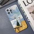 For iPhone 15 Pro Precise Hole Oil Painting Pattern PC Phone Case(Landscape Painting)