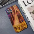 For iPhone 15 Plus Precise Hole Oil Painting Pattern PC Phone Case(Architectural Painting)