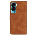 For Honor 90 Lite Seven Butterflies Embossed Leather Phone Case(Brown)