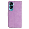 For Honor 90 Lite Seven Butterflies Embossed Leather Phone Case(Purple)