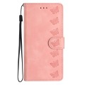 For Honor 90 Pro Seven Butterflies Embossed Leather Phone Case(Pink)