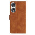 For Honor 90 Seven Butterflies Embossed Leather Phone Case(Brown)