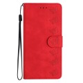 For Honor 90 Seven Butterflies Embossed Leather Phone Case(Red)