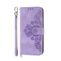 For Realme 12 5G Skin-feel Flowers Embossed Wallet Leather Phone Case(Purple)