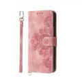 For Honor 100 Pro Skin-feel Flowers Embossed Wallet Leather Phone Case(Pink)