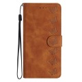 For Motorola Moto G14 4G Seven Butterflies Embossed Leather Phone Case(Brown)