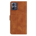 For Motorola Moto G14 4G Seven Butterflies Embossed Leather Phone Case(Brown)