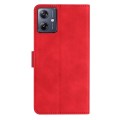 For Motorola Moto G14 4G Seven Butterflies Embossed Leather Phone Case(Red)