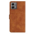 For Motorola Moto G84 5G Seven Butterflies Embossed Leather Phone Case(Brown)