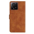 For Xiaomi 13T Seven Butterflies Embossed Leather Phone Case(Brown)