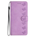 For Xiaomi 13T Seven Butterflies Embossed Leather Phone Case(Purple)