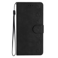 For Xiaomi Redmi 13C 4G Seven Butterflies Embossed Leather Phone Case(Black)