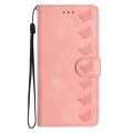 For Samsung Galaxy A22 5G Seven Butterflies Embossed Leather Phone Case(Pink)