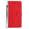 For Samsung Galaxy M53 Seven Butterflies Embossed Leather Phone Case(Red)