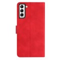 For Samsung Galaxy S22 5G Seven Butterflies Embossed Leather Phone Case(Red)