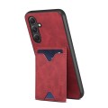 For Samsung Galaxy A14 5G Denior PU Back Cover Card Slot Holder Phone Case(Red)