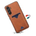 For Samsung Galaxy A34 5G Denior PU Back Cover Card Slot Holder Phone Case(Brown)