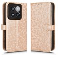 For Xiaomi 14 Pro Honeycomb Dot Texture Leather Phone Case(Gold)