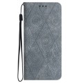 For Xiaomi Redmi 13C Ethnic Embossed Adsorption Leather Phone Case(Grey)