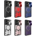 For Xiaomi Redmi 13C 4G CD Texture Sliding Camshield Magnetic Holder Phone Case(Purple)