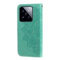 For Xiaomi 14 Pro 7-petal Flowers Embossing Leather Phone Case(Green)