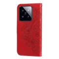 For Xiaomi 14 Pro 7-petal Flowers Embossing Leather Phone Case(Red)
