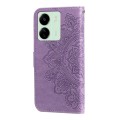 For Xiaomi Redmi 13C 4G 7-petal Flowers Embossing Leather Phone Case(Light Purple)
