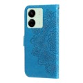 For Xiaomi Redmi 13C 4G 7-petal Flowers Embossing Leather Phone Case(Blue)