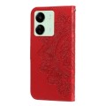 For Xiaomi Redmi 13C 4G 7-petal Flowers Embossing Leather Phone Case(Red)