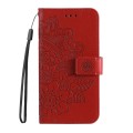 For Xiaomi Redmi K70E 7-petal Flowers Embossing Leather Phone Case(Red)