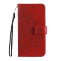 For Xiaomi Redmi Note13 Pro+ 5G Global 7-petal Flowers Embossing Leather Phone Case(Red)