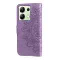 For Xiaomi Redmi Note13 4G 7-petal Flowers Embossing Leather Phone Case(Light Purple)