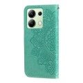 For Xiaomi Redmi Note13 4G 7-petal Flowers Embossing Leather Phone Case(Green)