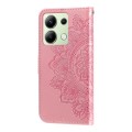 For Xiaomi Redmi Note13 4G 7-petal Flowers Embossing Leather Phone Case(Rose Gold)