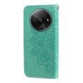 For Xiaomi Redmi A3 7-petal Flowers Embossing Leather Phone Case(Green)