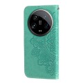 For Xiaomi 14 Ultra 7-petal Flowers Embossing Leather Phone Case(Green)