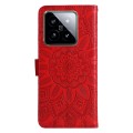 For Xiaomi 14 Embossed Sunflower Leather Phone Case(Red)
